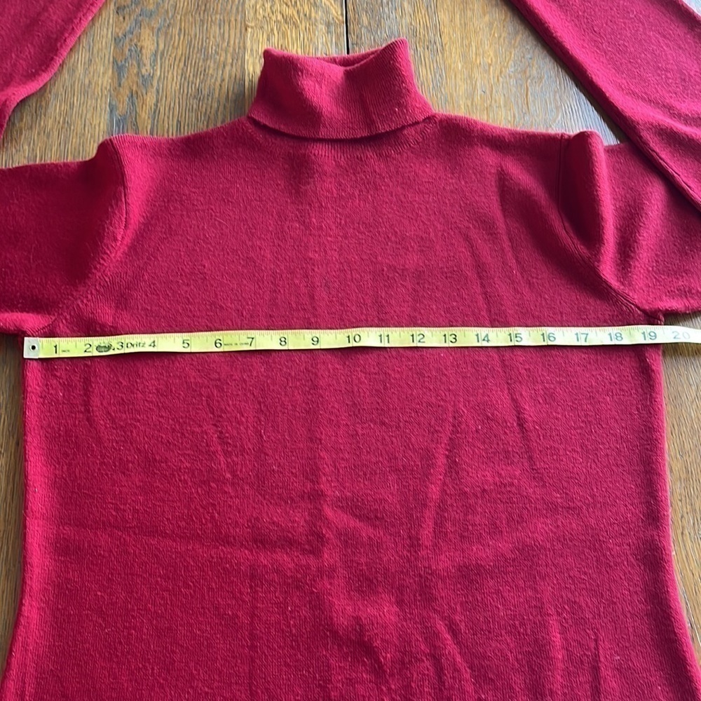 Eddie Bauer Wool Blend Turtle Neck Size Large Red - image 6